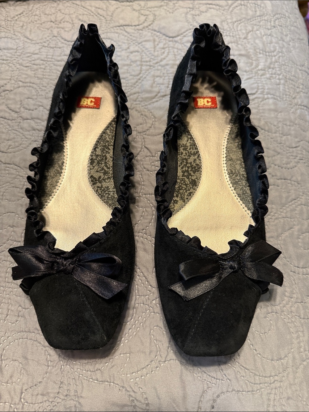 BC Footwear Black Ruffle Bow Flats